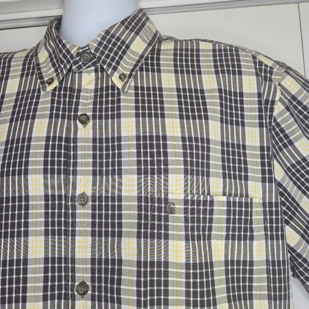 Carhartt Men’s XL Tall Relaxed Fit Button Down Shirt Short Sleeve Plaid Cotton - Picture 3 of 5